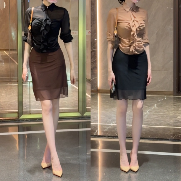 希野逸儿/美式复古辣妹网纱半身裙女2025夏季新款高腰显瘦包臀裙