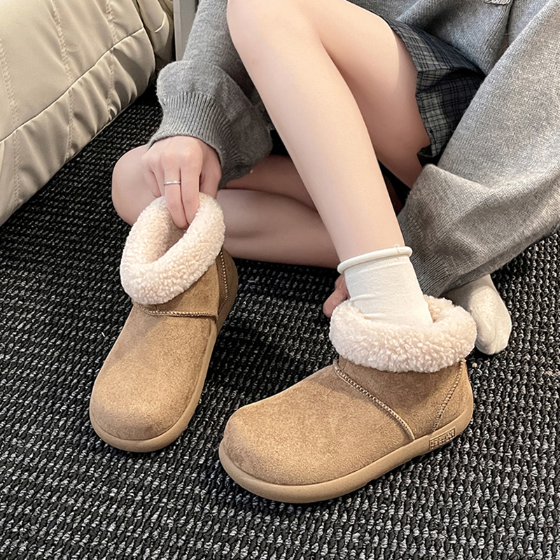 OJRZ复古百搭丑萌加绒保暖复古面包鞋女2025秋冬季新棉靴雪地靴女