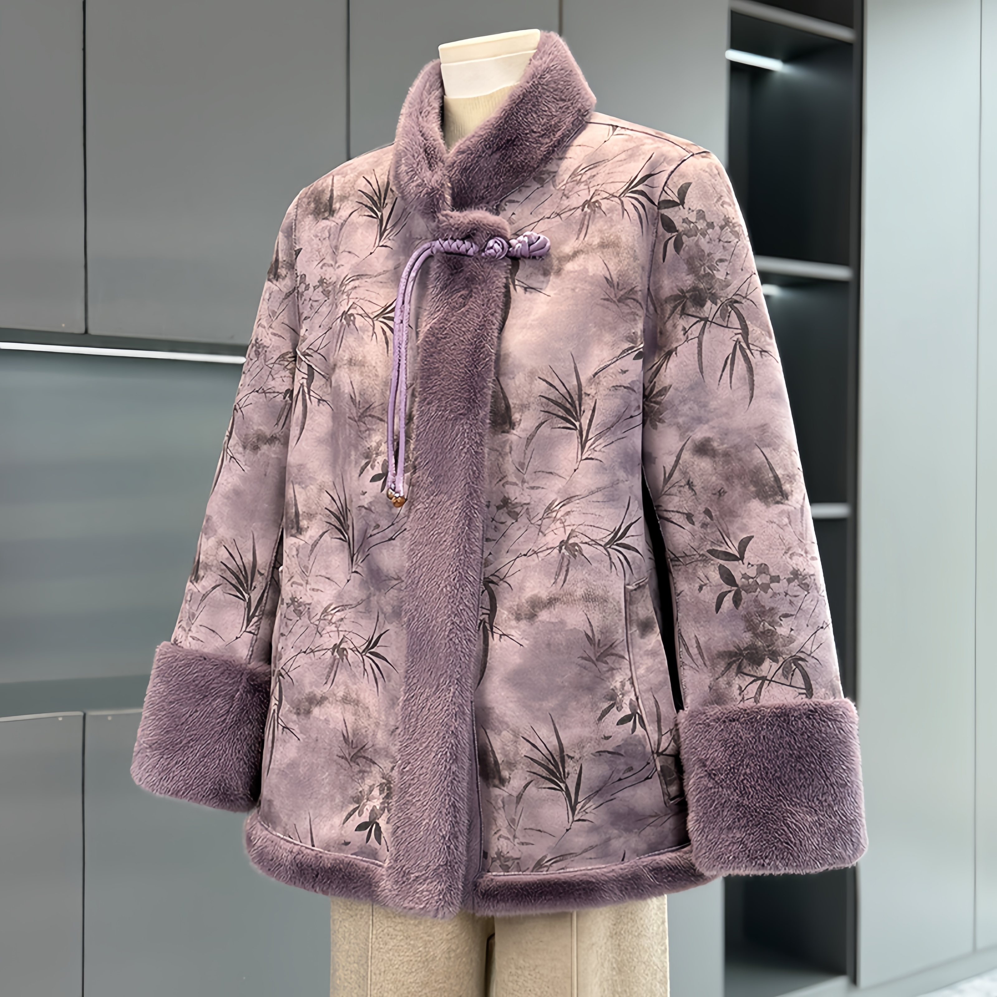 中式中年妈妈冬装水貂绒双面穿外套中年女装加厚国风皮毛一体大衣