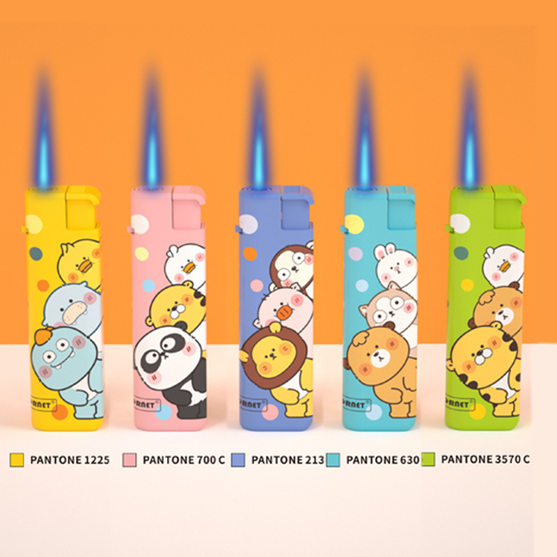 蓝焰高档防风金属直冲打火机时尚耐用家用简约便捷一次性打火机