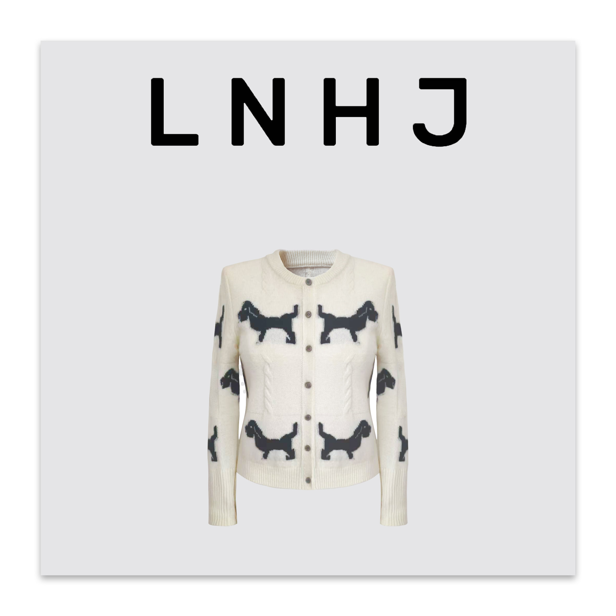 LNHJ【小狗星球】设计感腊肠狗针织圆领开衫