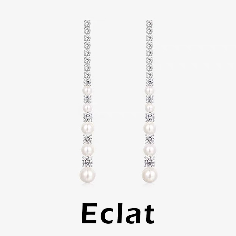 925银仿珍珠耳饰 许我耀眼许妍赵露思同款珍珠耳环法式流苏耳饰