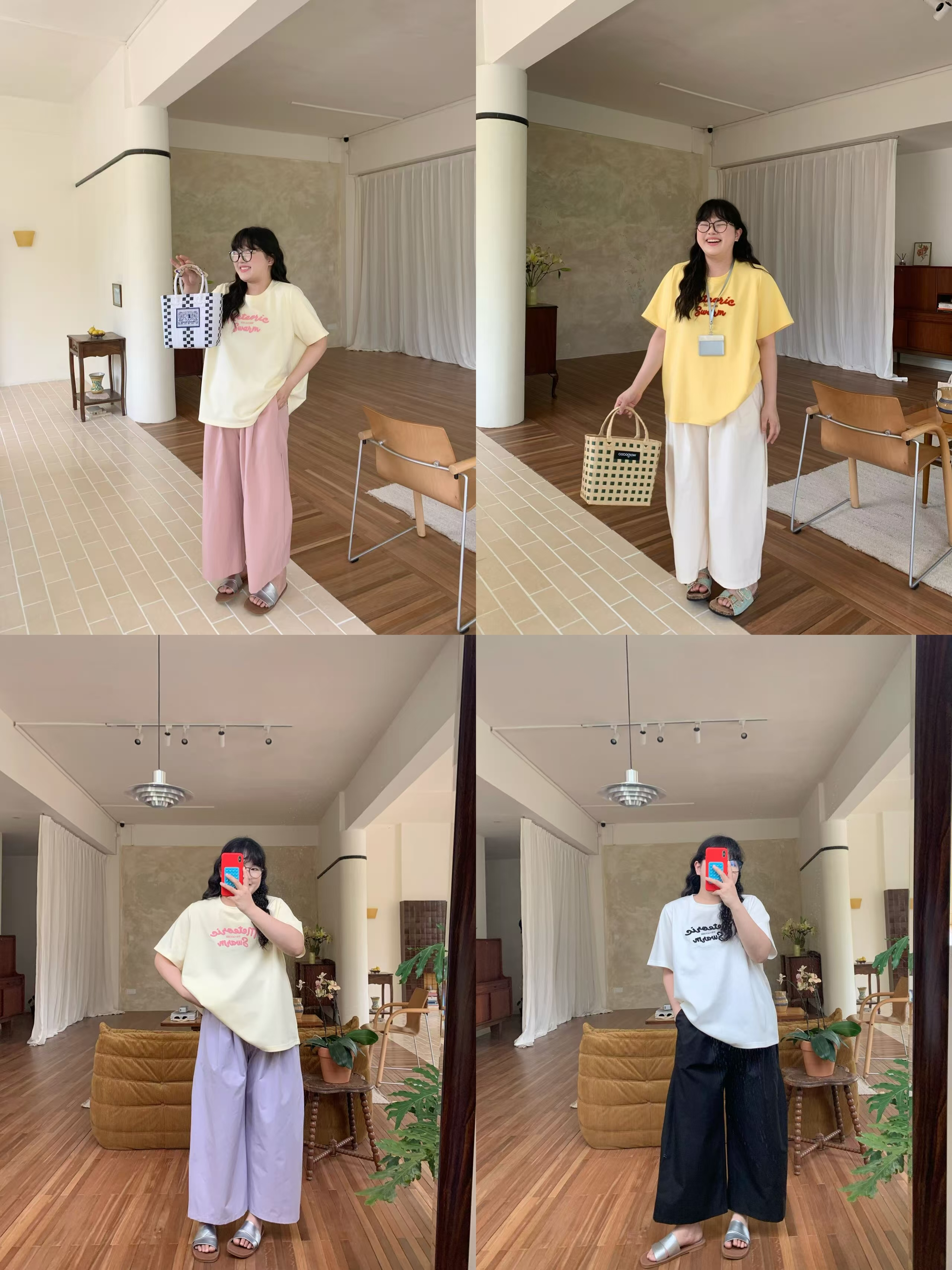 现货【鱼白专属】气球裤--韩系显瘦拼接直筒休闲裤  1198