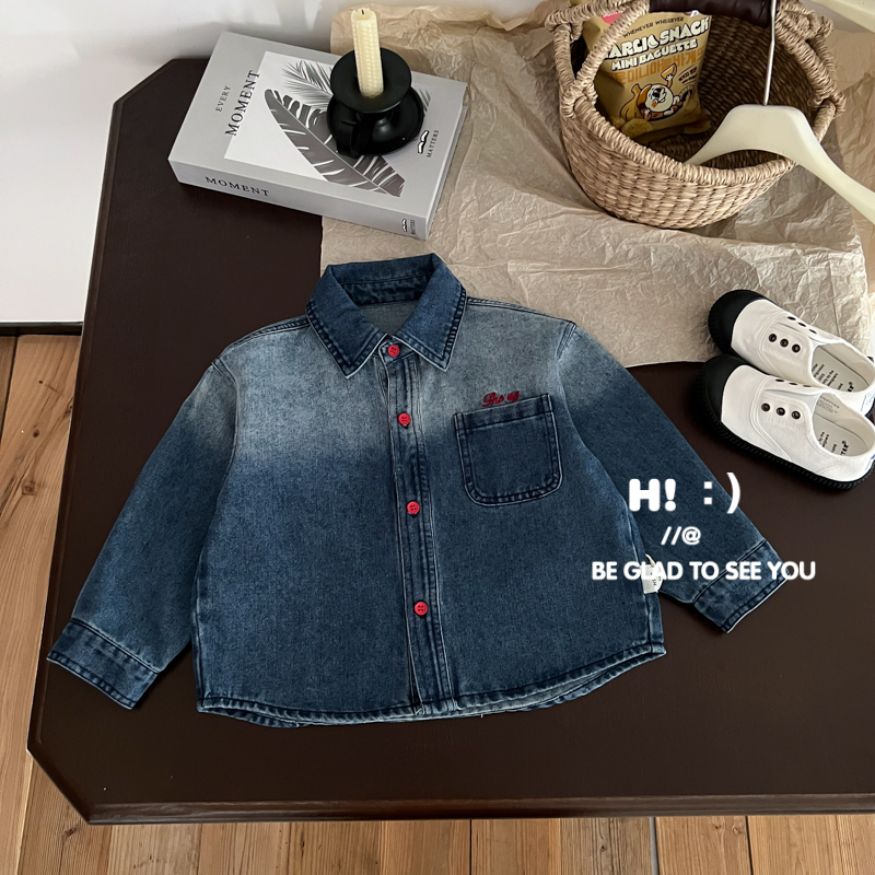 【现货】郝叔童品秋季上新新款男童2025时尚洋气网红牛仔衬衫HQ5329