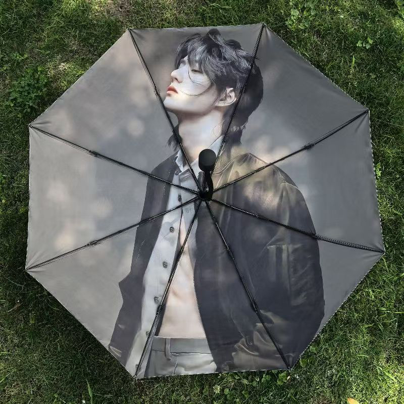 王一博腹肌款雨伞明星星周边三折自动晴雨伞黑胶防晒晴雨两用自动