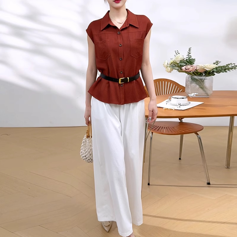 拉夏贝尔夏日松弛感穿搭套装2025年新款女装休闲职业阔腿裤两件套