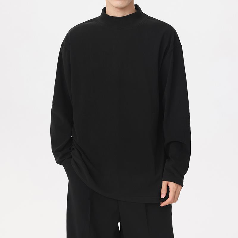 打底衫男半高领秋冬内搭保暖宽松韩版纯色长袖T恤卫衣处理