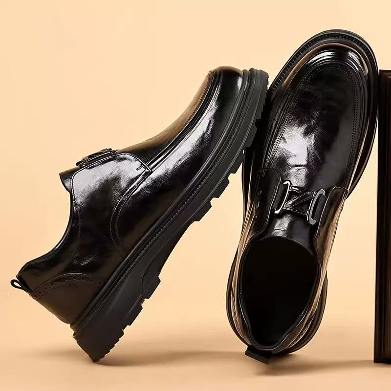 男鞋鞋底超厚轻型高档男鞋皮鞋88号休闲鞋鞋子头层牛皮真皮黑色