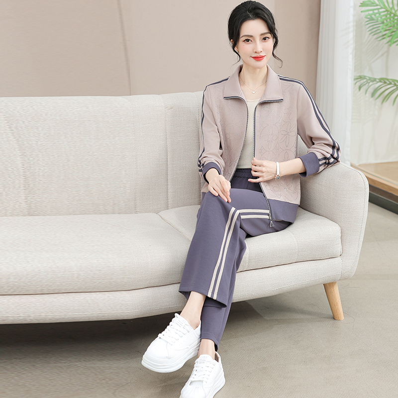 中年妈妈时尚运动两件套女春秋装新款气质大码春季休闲卫衣套装