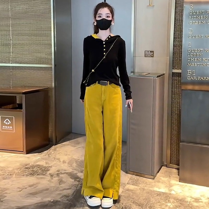 拉夏贝尔时尚套装女2025春秋季新款洋气连帽卫衣休闲阔腿裤两件套