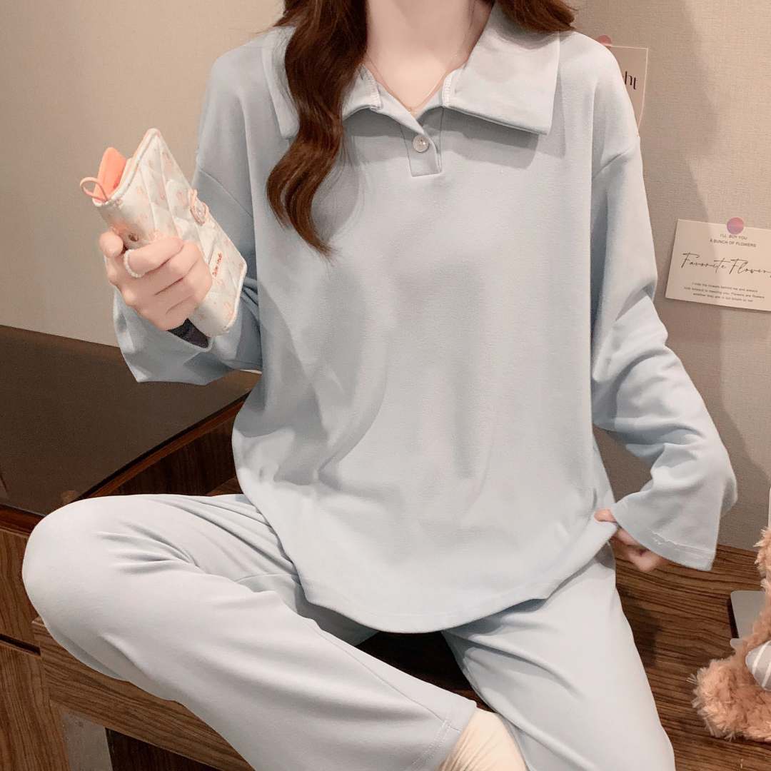 德绒睡衣套装女秋冬款加厚磨毛长袖保暖高级感家居服套装可外穿