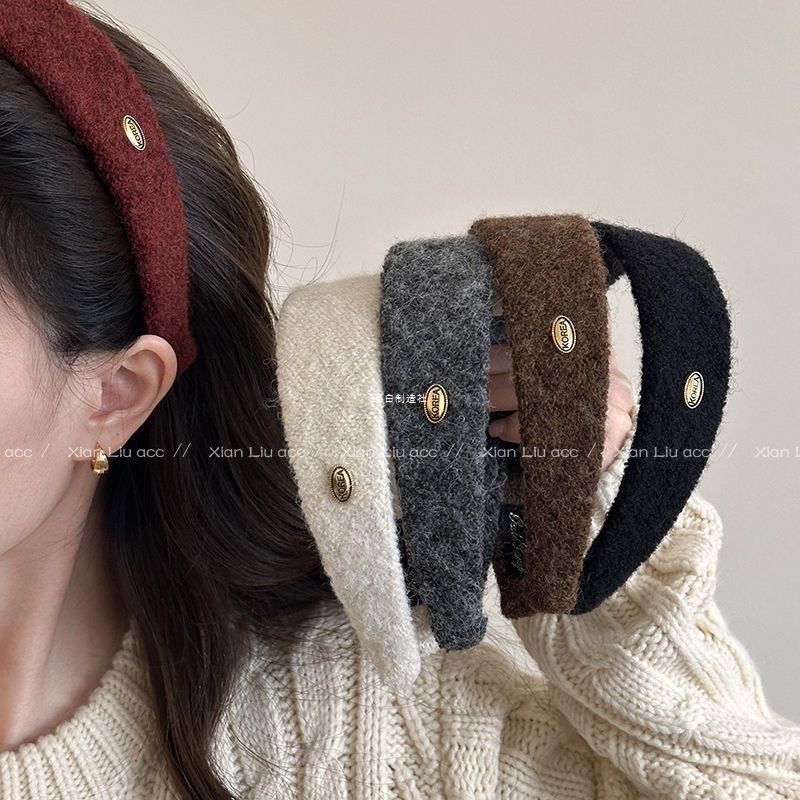 秋冬毛呢金标宽边发箍女2025新款外出百搭发卡高颅顶头箍头饰发饰