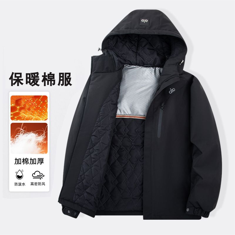 秋冬新款连帽夹棉服欧货轻奢防风外套简约商务休闲户外防泼水男装