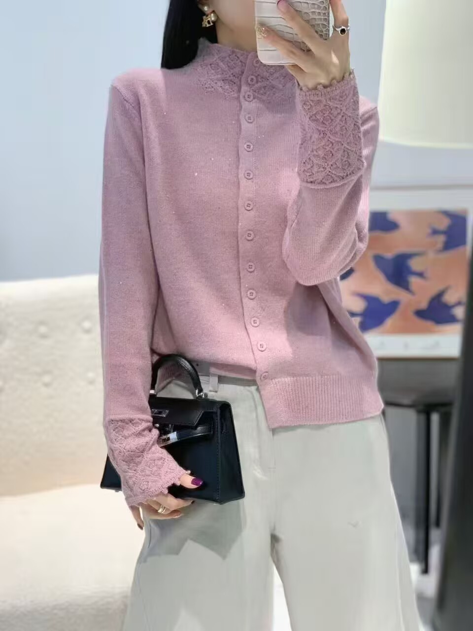 【时光织语】高品质设计师款百搭减龄气质羊毛提花女士针织开衫P19