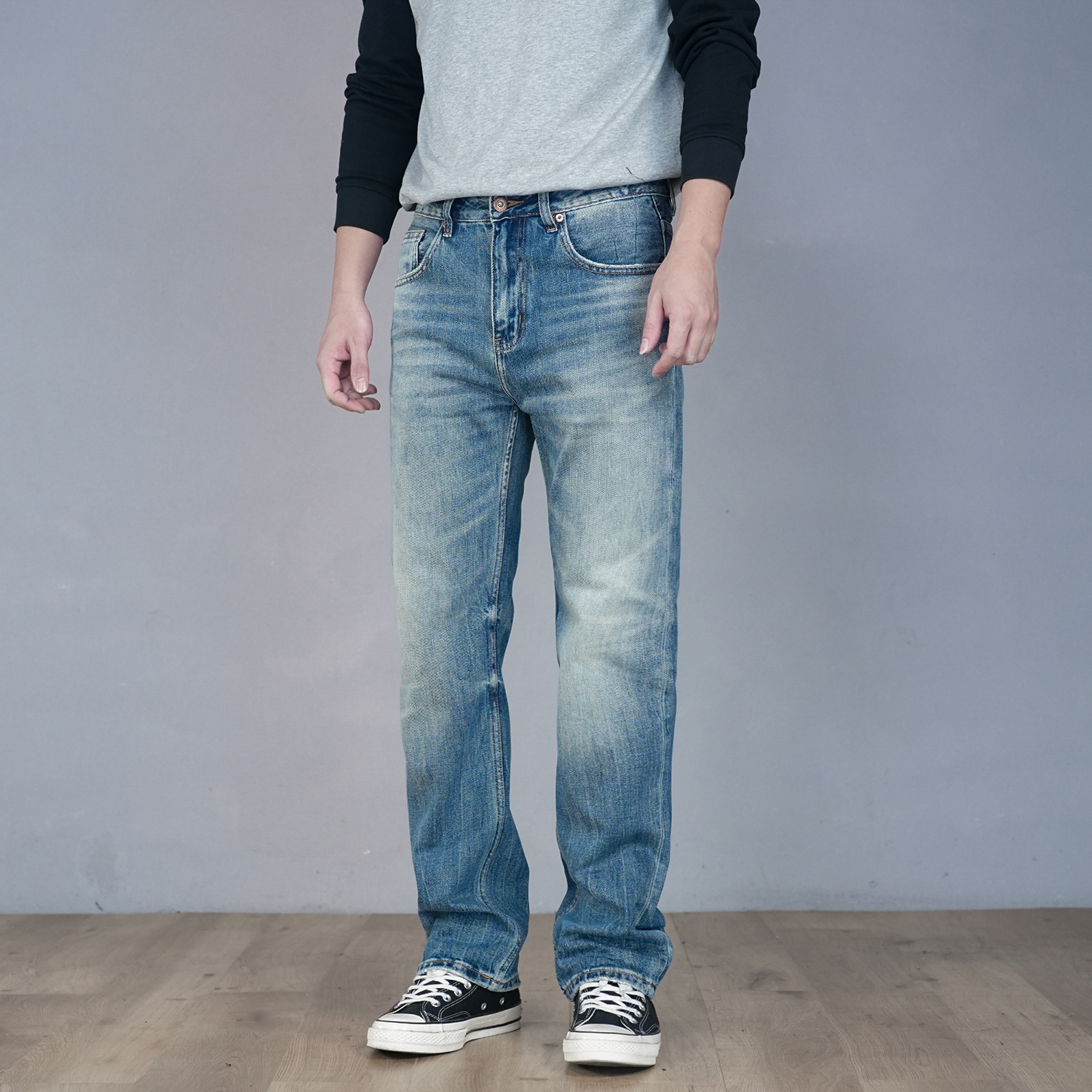SEVENTH/第七路【宽松直筒】秋冬12.5盎司超低弹复古水洗牛仔裤男士