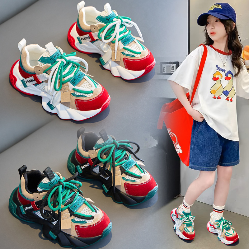 女童鞋子2025秋季新款儿童时尚老爹鞋中大童透气单鞋软底轻便女孩
