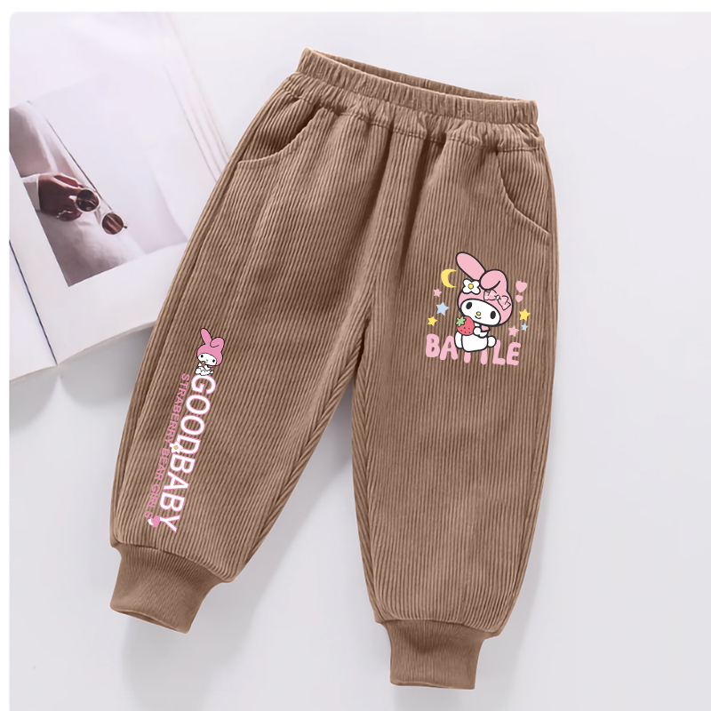 儿童裤子春秋灯芯绒束脚裤男女童洋气中腰百搭口袋长裤休闲运动裤