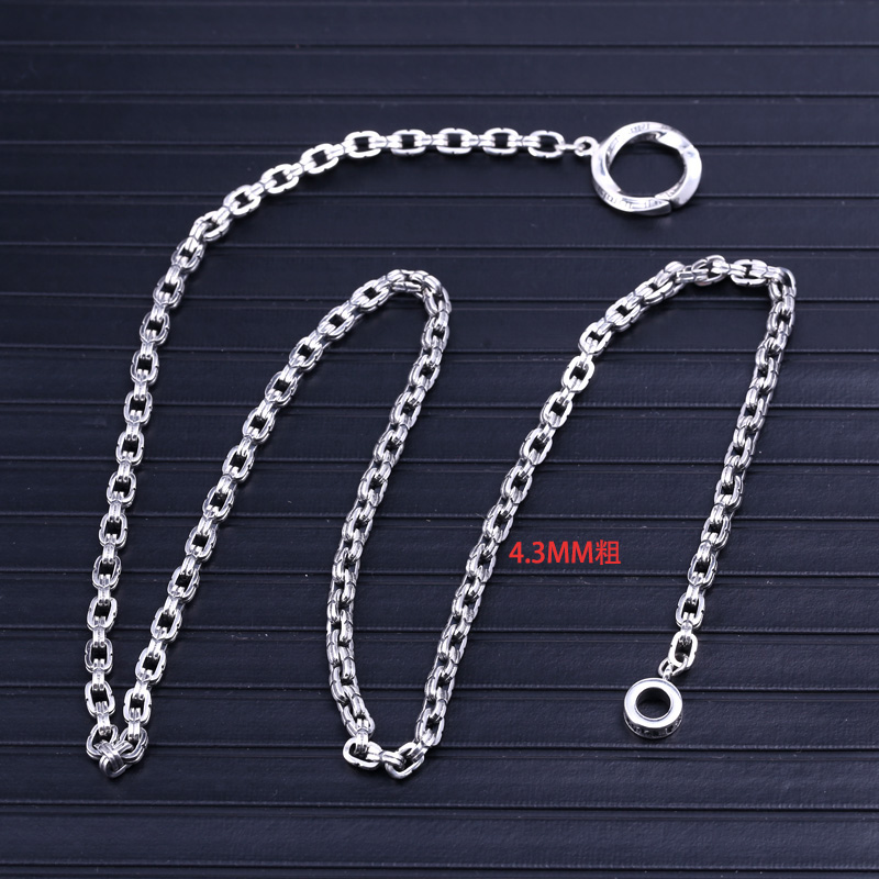 链子925银 银项链男款莫比乌斯环银饰简约纯银吊坠圆圈纯银毛衣链