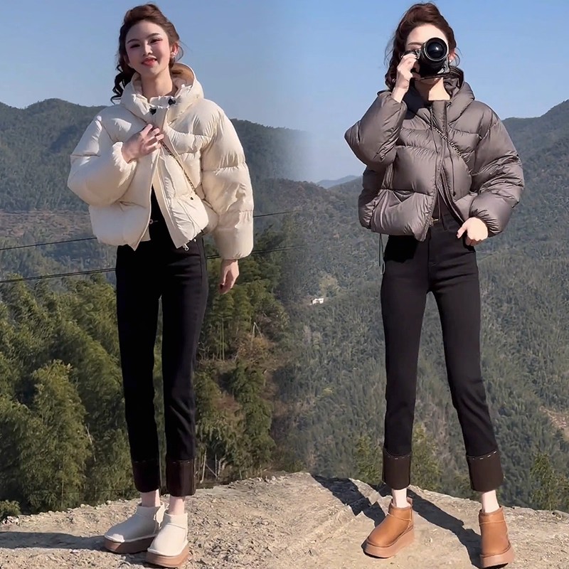 连帽短款棉衣女士2025冬季新款韩版洋气面包服小个子保暖棉服外套