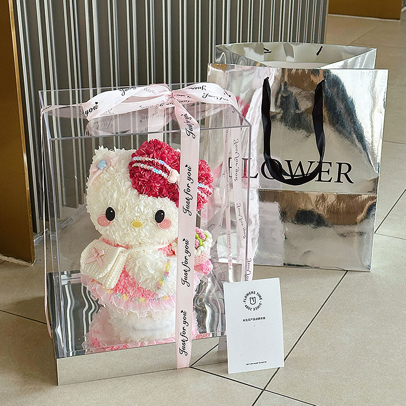 hellokitty猫咪凯蒂猫永生花摆件送女友闺蜜生日告白圣诞节礼物