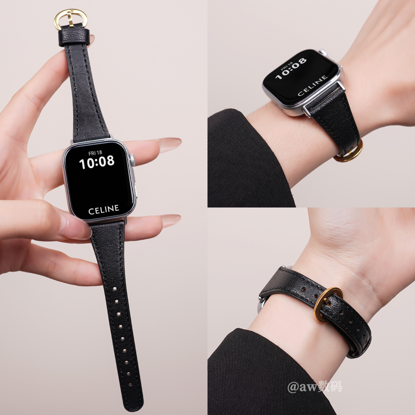 aw适用华为fit4手表带fit3/fit2小蛮腰真皮马蹄扣FIT4pro牛皮女款