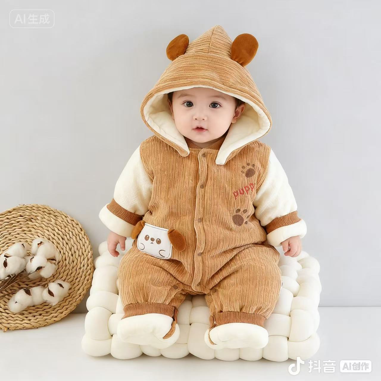 婴儿冬季连体衣280克加厚加绒宝宝冬季外出服新款时尚冬款连体衣