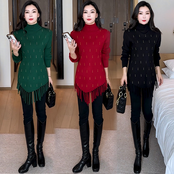 中长款冬季厚款冬季套头毛针织衫韩版打底衫百搭高领毛衣408