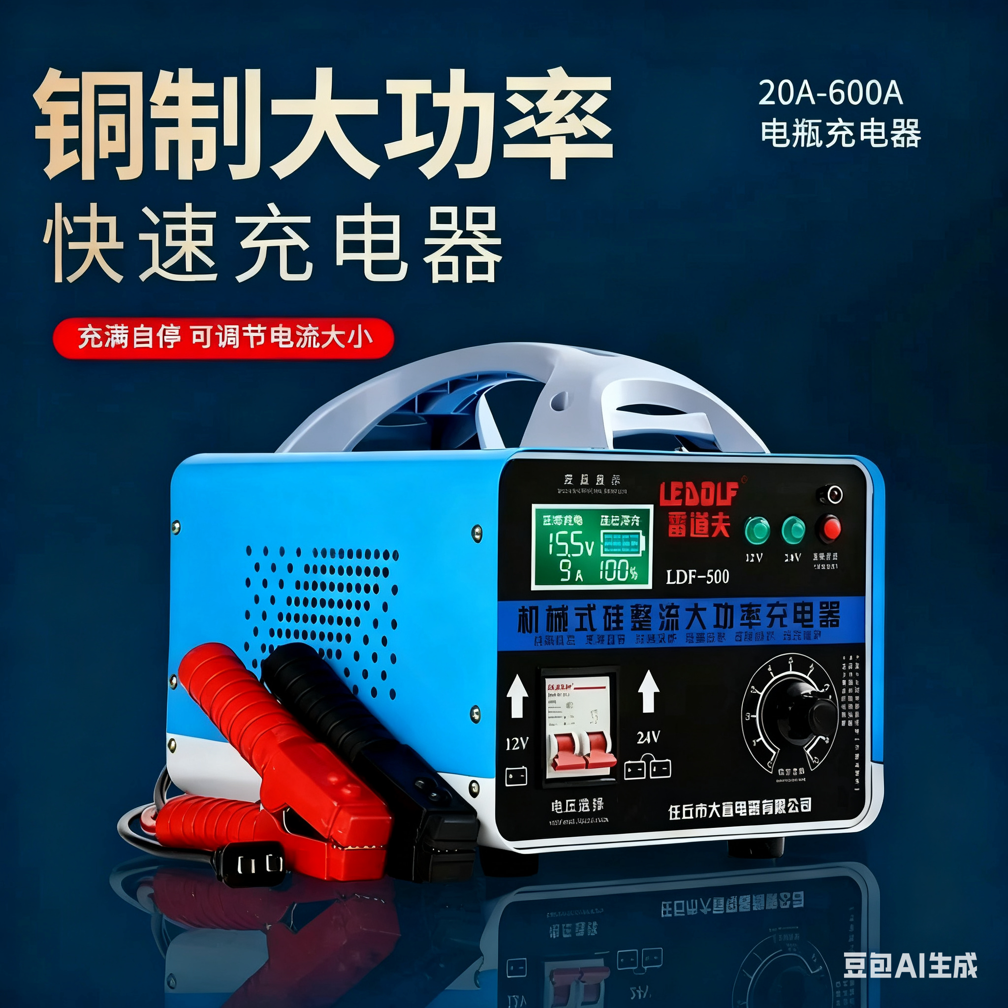 雷道夫汽车电瓶充电器纯铜机芯大功率12伏24伏轿车货车大电瓶