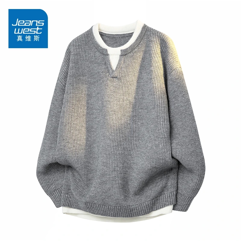 真维斯秋冬季新款毛衣男士针织长袖潮流百搭内搭打底休闲圆领上衣