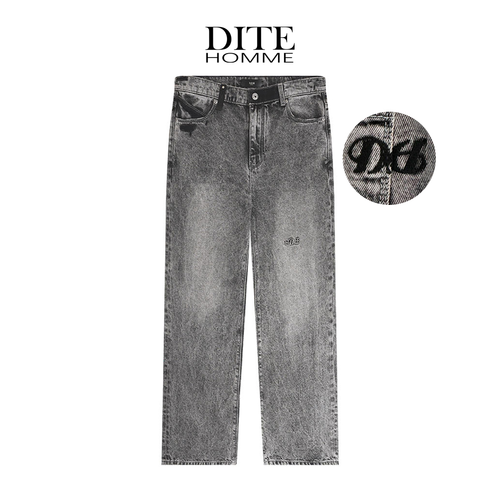 Dite迪特男士秋冬季新款直筒时尚休闲百搭复古高街宽松水洗牛仔裤