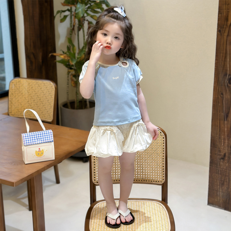 韩版女童清凉活力夏季短袖两件套甜美女宝宝休闲可爱夏天舒适套装