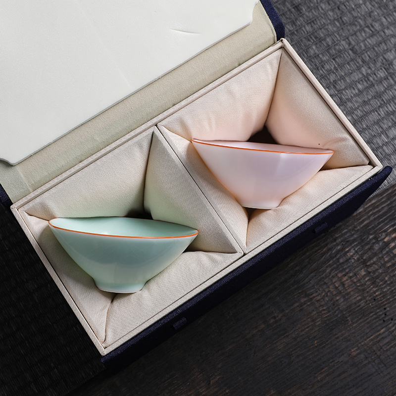 汝窑茶杯开片可养陶瓷斗笠杯高档个人专用品茗情侣杯单杯喝茶杯盏