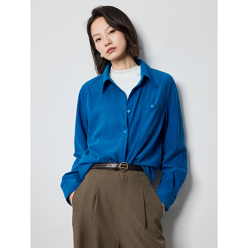 【初语服饰】初语灯芯绒复古衬衫女2025秋季时尚新款高级感气质上衣