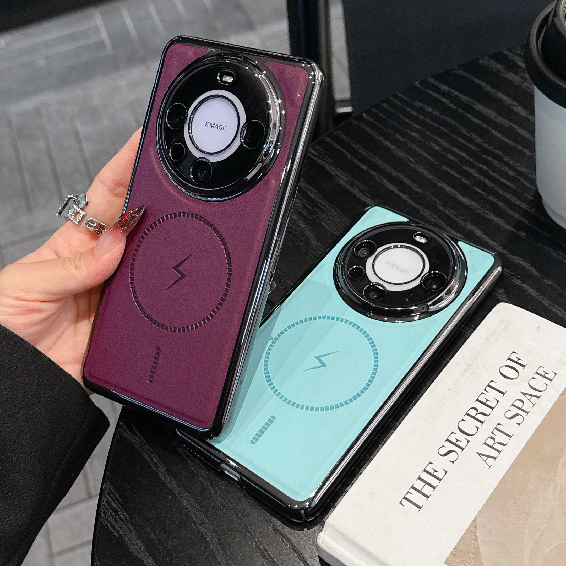 适用华为Mate60手机壳Pro+电镀磁吸精孔皮质60Pro全包防摔薄硬壳