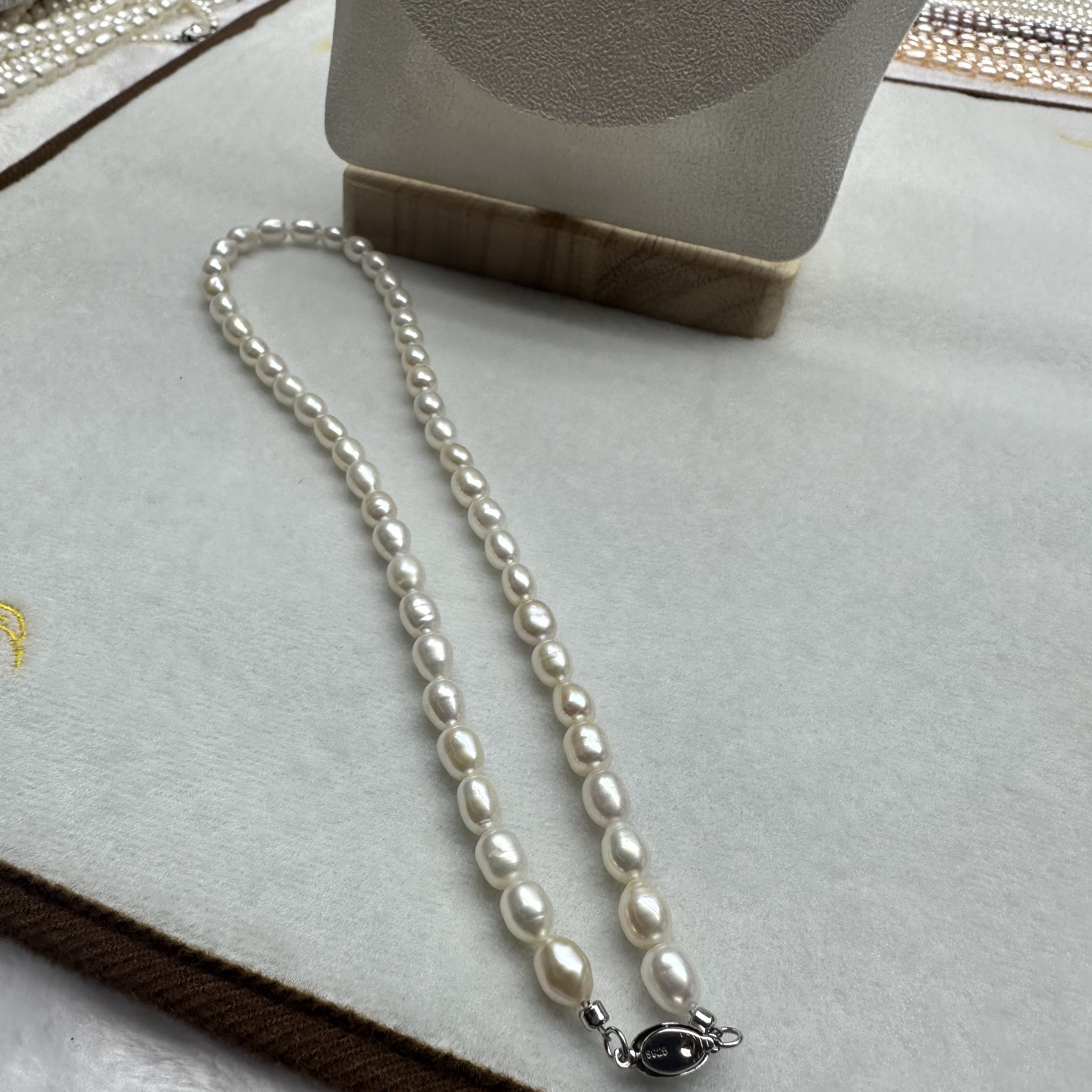 淡水无核珍珠6-7毫米银元宝扣经典米珠时尚百搭小米珠