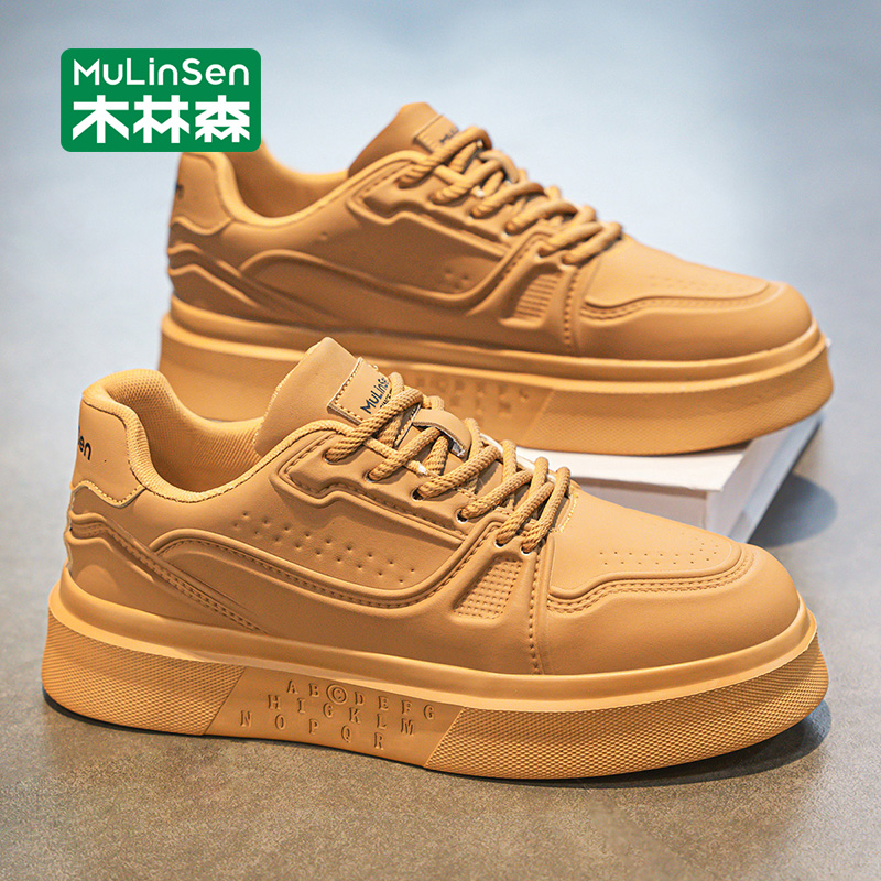 木林森秋季男鞋2025新款运动休闲板鞋男透气百搭厚底增高青年潮鞋