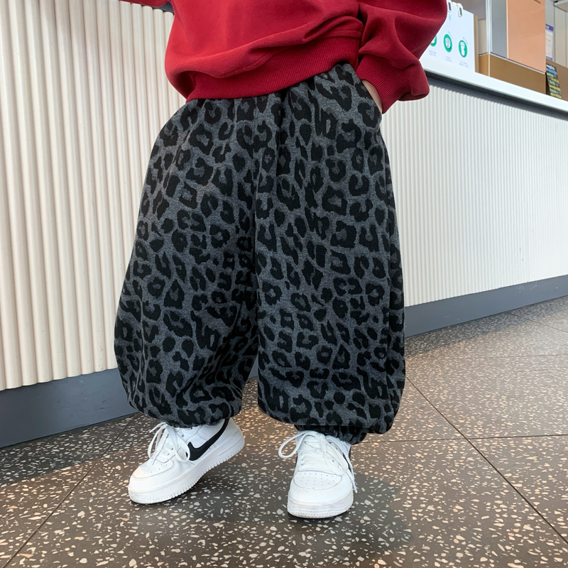 男童加绒裤子冬季2025新款儿童韩范男孩一体绒长裤男宝加厚灯笼裤