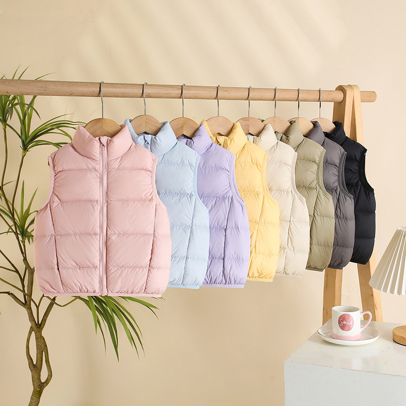 秋冬新款童装外穿儿童女童男童轻薄款羽绒马甲外套中大童纯色背心