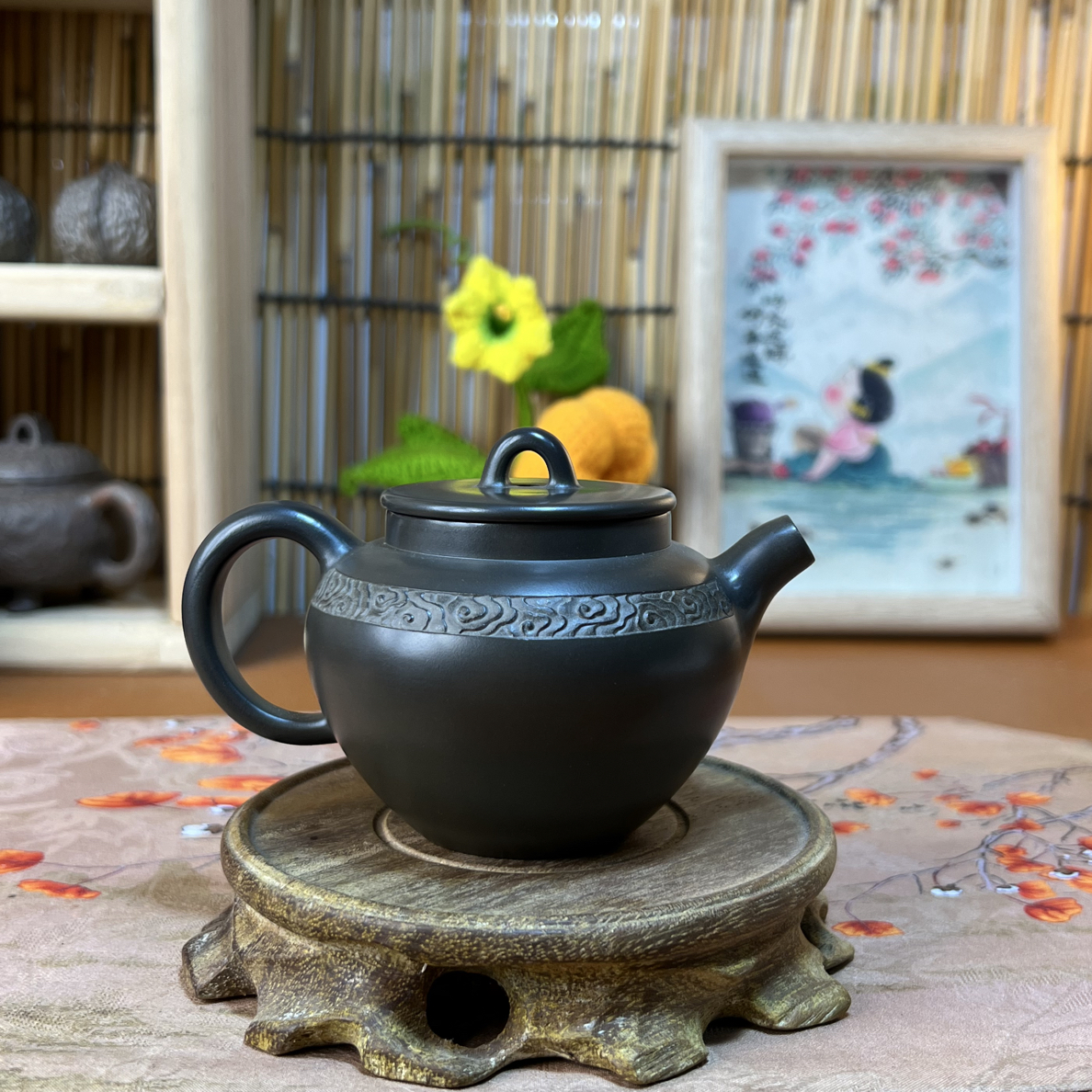 广西钦州坭兴陶天青色精品精工罐罐壶150毫升小品壶