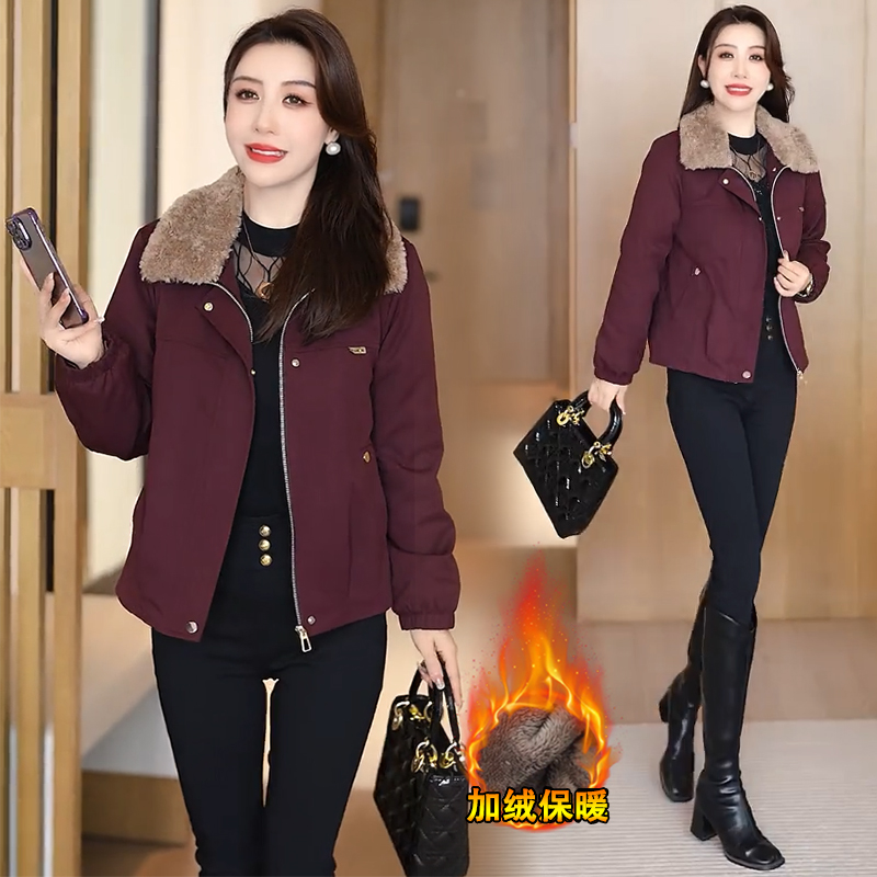 加绒加厚休闲短外套女2025秋冬新款洋气宽松显瘦保暖百搭夹克上衣