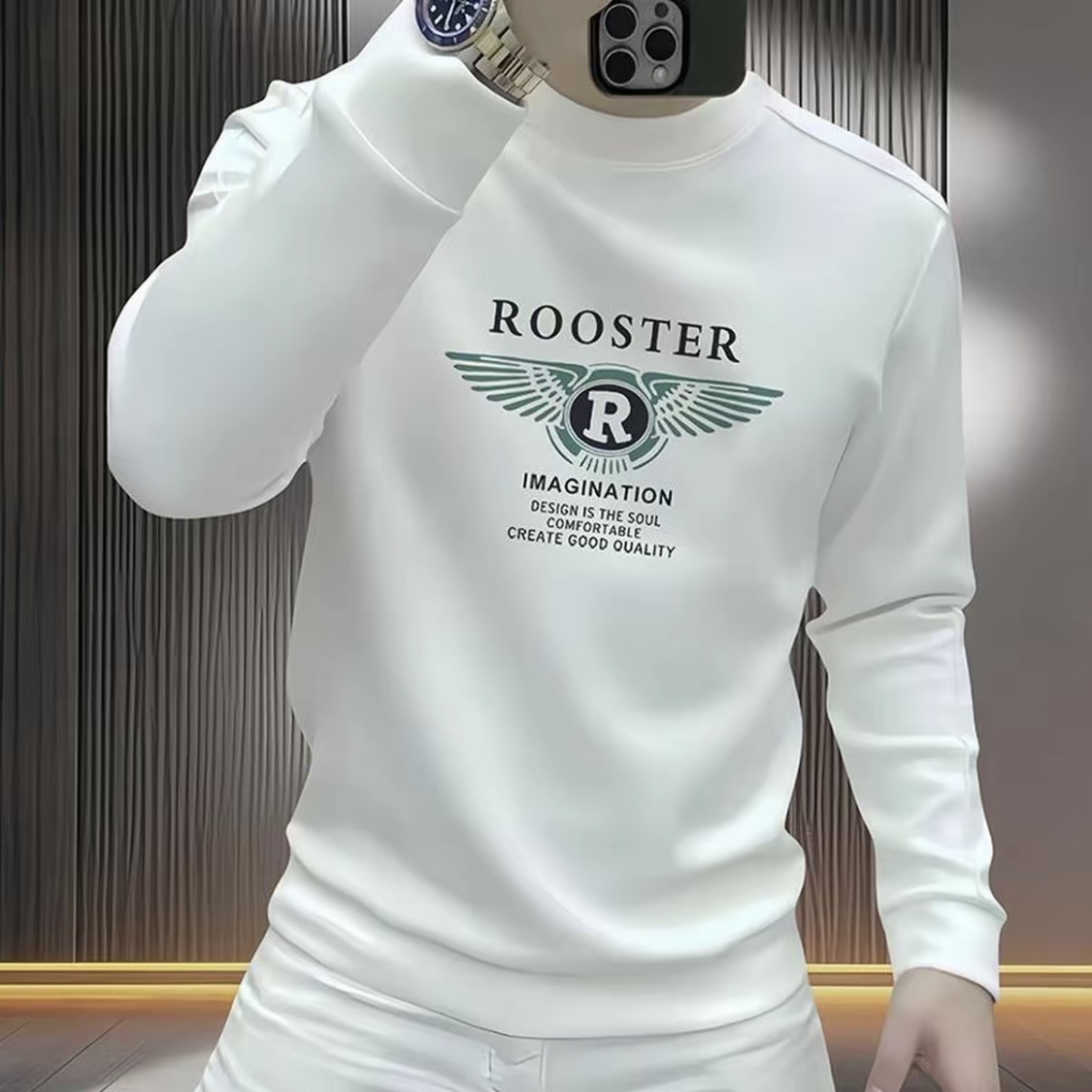 修身休闲圆领欧货长袖打底衫男春季潮牌帅气欧洲站男装高品质卫衣