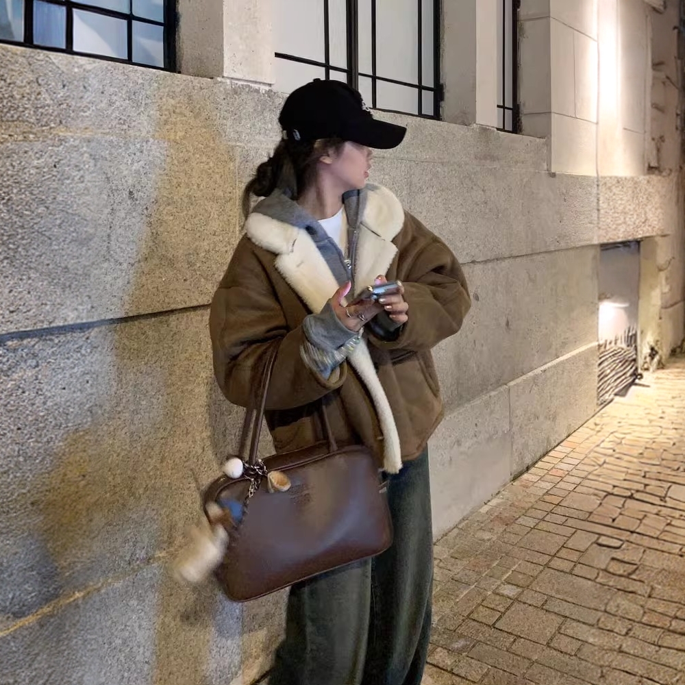 赵露思“许妍 许我耀眼”同款2025女韩版冬季新款宽松毛外套现货