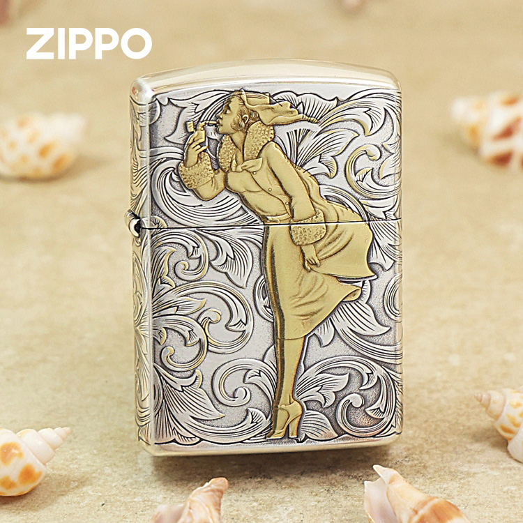 ZIPPO/之宝打火机女蚊版唐草盔甲机防风浮雕盔甲正版原装男士正品