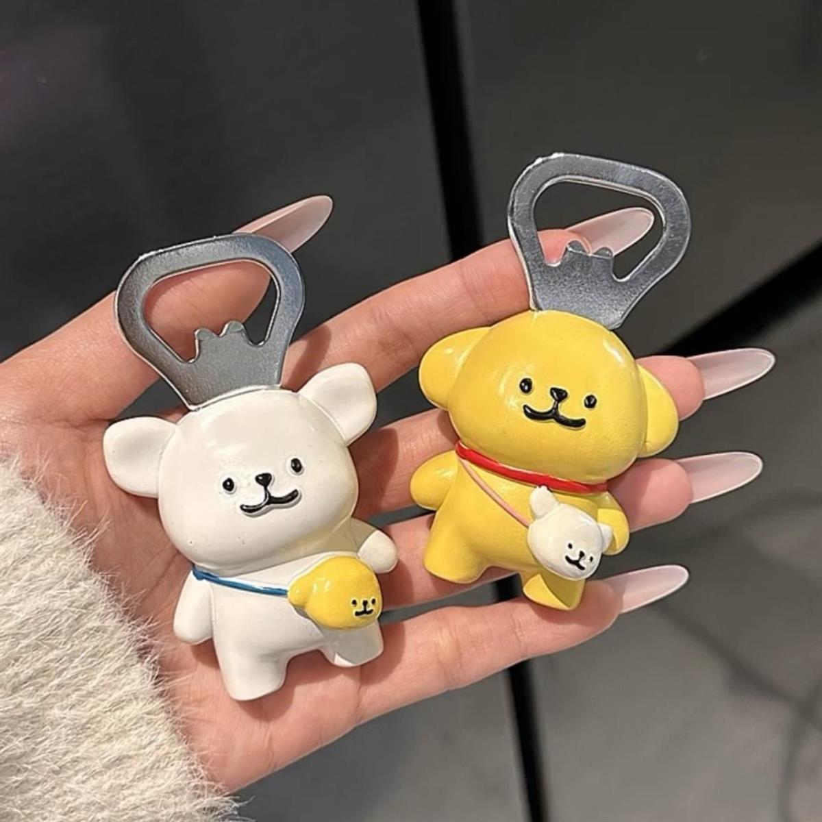 线条小狗开瓶器可爱小狗磁吸冰箱贴装饰创意卡通周边公仔啤酒起子