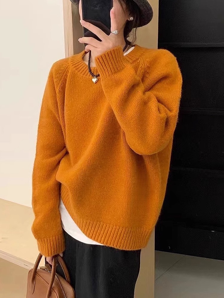 【600高克重】糖果色毛衣女秋冬韩系别致上衣宽松慵懒百搭针织衫