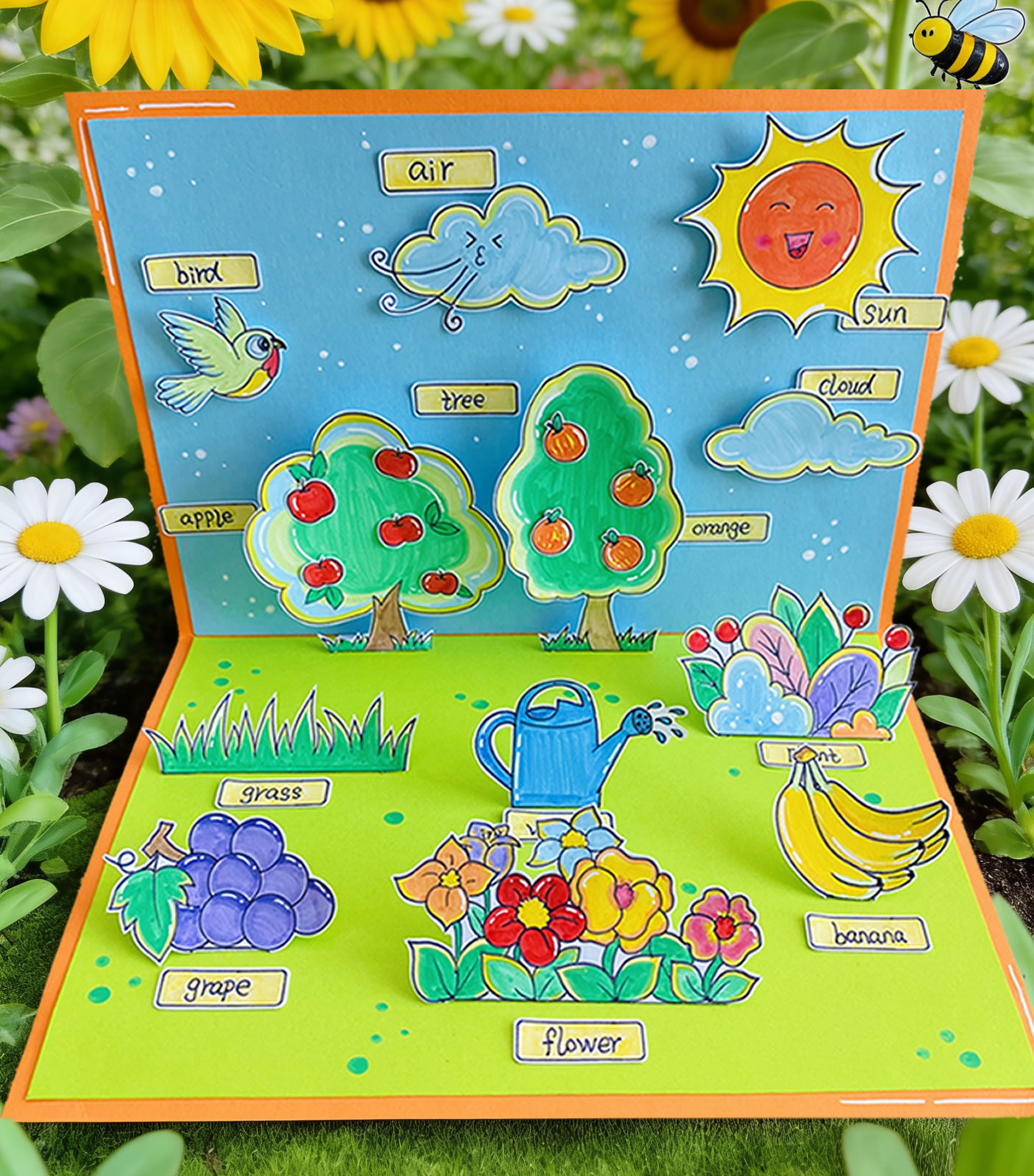 070我的纸花园三年级上册英语第四单元手抄报电子线稿读书卡