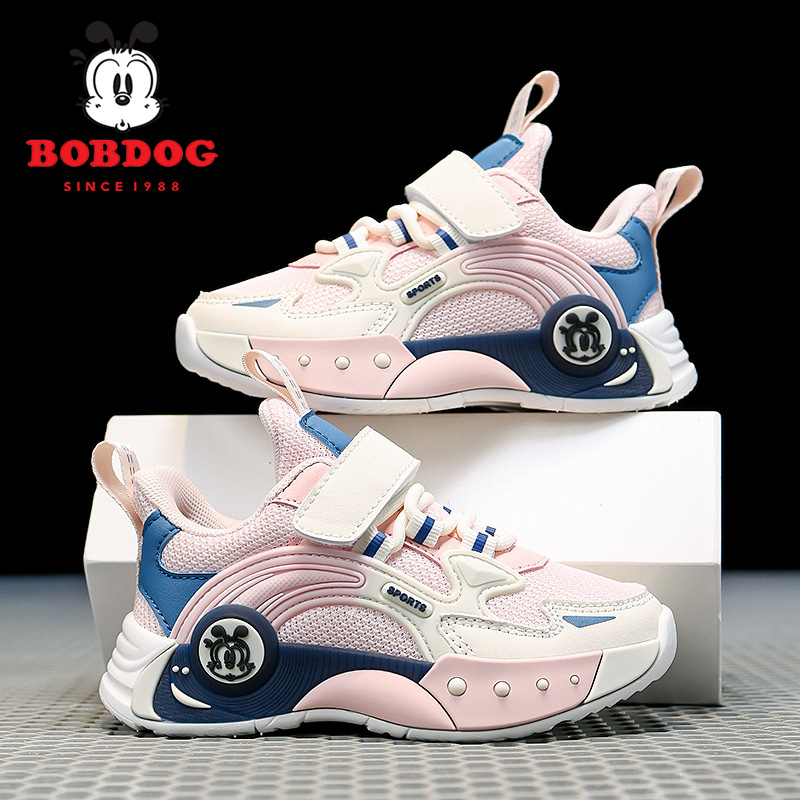 巴布豆女童鞋子网面透气2025春秋新款潮流防滑护踝轻便儿童运动鞋