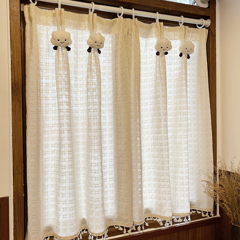 法式纱帘飘窗窗帘小窗户短款半帘遮挡咖啡厅厨房隔断门帘柜子遮丑