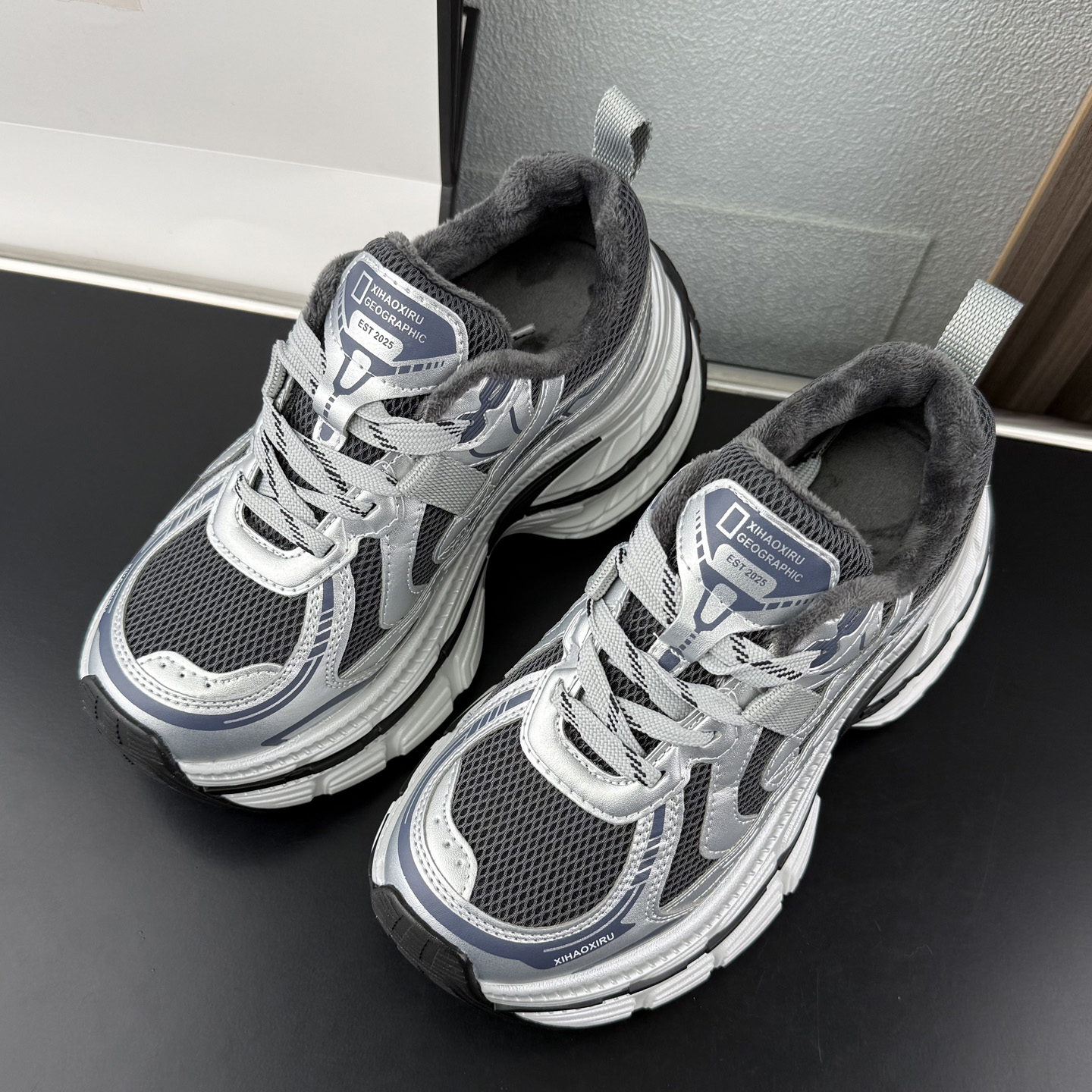 欧货真皮老爹鞋女2025秋冬新款厚底小个子增高加绒休闲运动鞋爆款