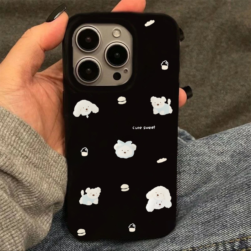 雅天立蓝衣可爱小白狗适用iPhone16苹果手机壳13promax防摔15/14